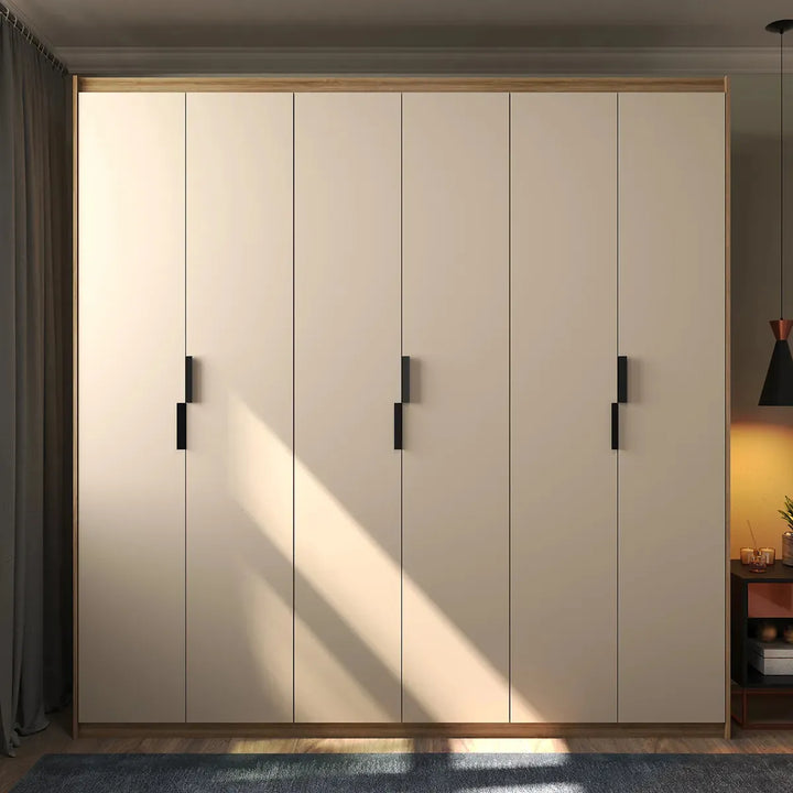 Guarda-roupa Roupeiro 200x180cm Casal 6 Portas 2 Gavetas Madeirado E Off White - Espaço Amplo E Estilo Moderno